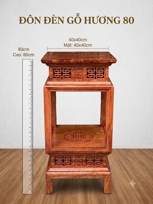 Đôn đèn gỗ hương 80cm