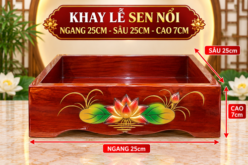 Khay Lễ Sen Nổi đỏ