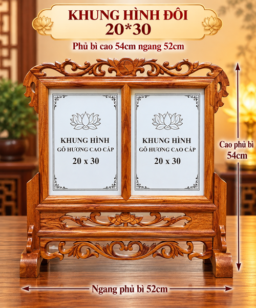 khung hình đôi 20*30 MD (gỗ hương)