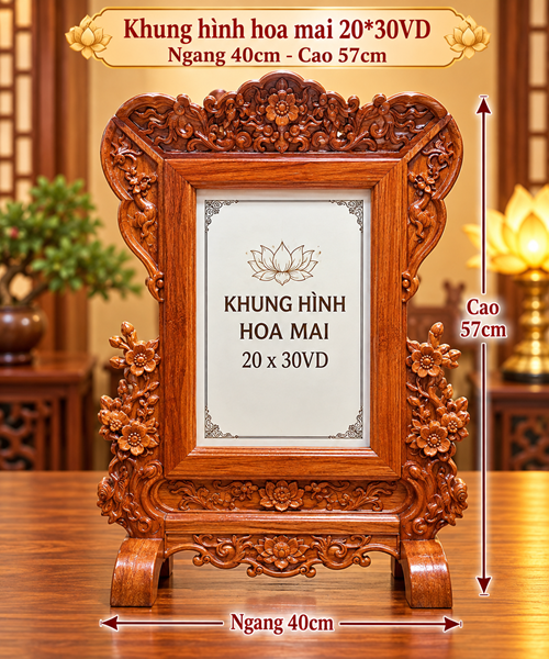 khung HOA MAI 20*30 VD (gỗ hương)