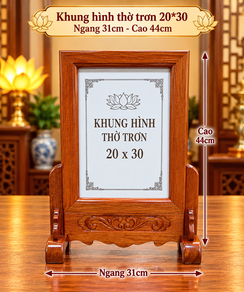 khung hình THỜ TRƠN 20*30 (gỗ hương)
