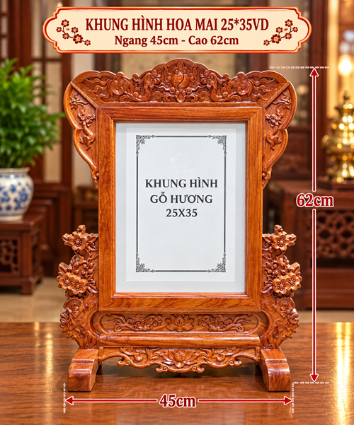khung HOA MAI 25*35 VD (gỗ hương)