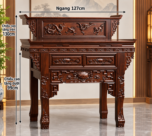 BT TỨ LINH 2 TẦNG + TRẠM 127CM (GỖ MUỒNG)