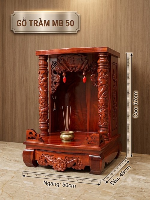 trang thờ gỗ tràm mái bằng 50cm