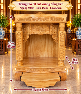 Trang thờ 50 cột vuông đồng tiền