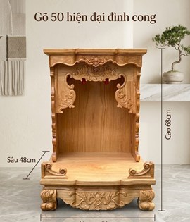 Trang thờ 50 Hiện đại đình cong - gỗ gõ