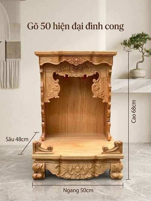 Trang thờ 50 Hiện đại đình cong - gỗ gõ