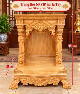 Trang thờ 60 VIP lân lá Tây