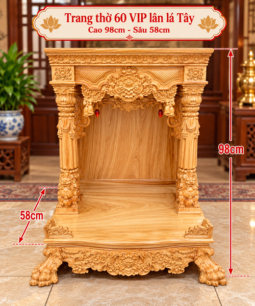 Trang thờ 60 VIP lân lá Tây