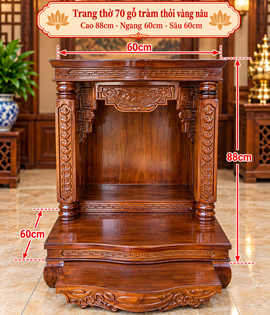 Trang thờ 70 gỗ tràm thỏi vàng nâu.