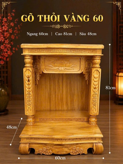 TRANG THỜ GỖ GÕ THỎI VÀNG 60
