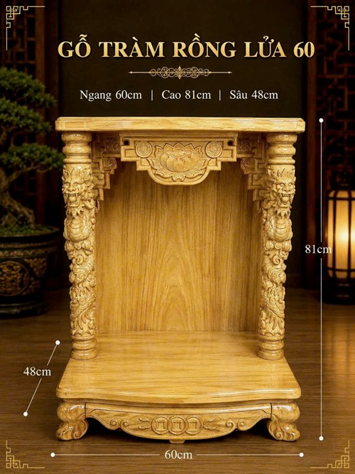 TRANG THỜ GỖ TRÀM RỒNG LỬA 60
