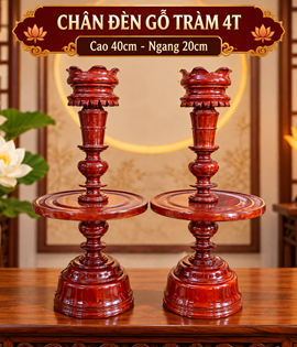 Chân đèn gỗ Tràm 4 tấc