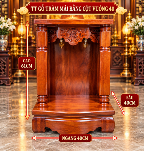 TT GỖ TRÀM MÁI BẰNG CỘT VUÔNG 40