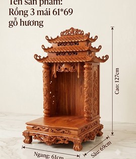 TT RỒNG 3 MÁI 61*69 GỖ HƯƠNG