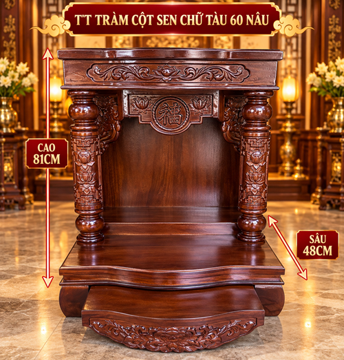 TT TRÀM CỘT SEN CHỮ TÀU 60 NÂU