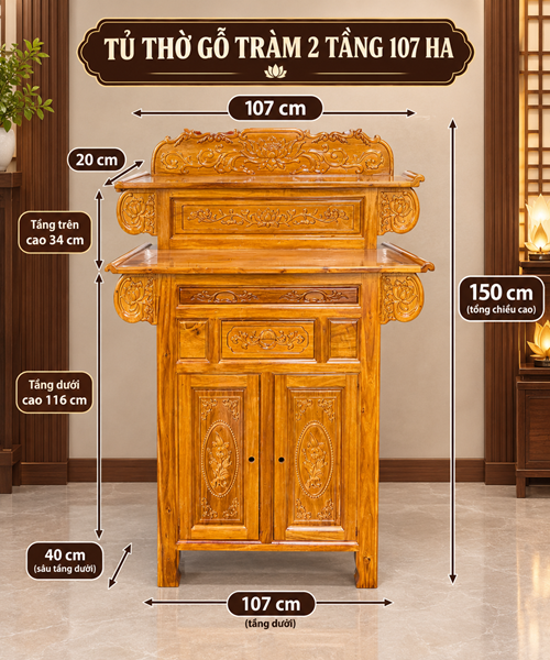 TỦ THỜ GỖ TRÀM 2 TẦNG 107 HA