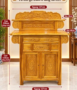 tủ thờ gỗ tràm 2 tầng 127 HA