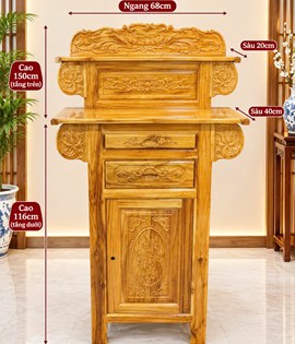 tủ thờ gỗ tràm 2 tầng 68 HA
