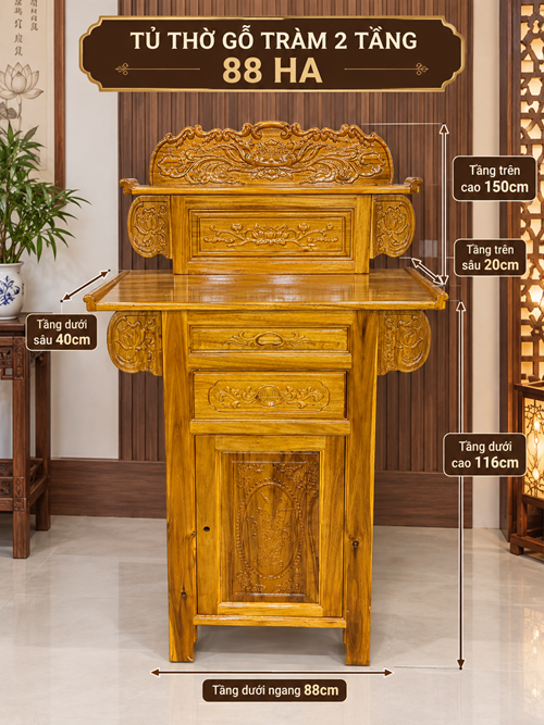 TỦ THỜ GỖ TRÀM 2 TẦNG 88 HA